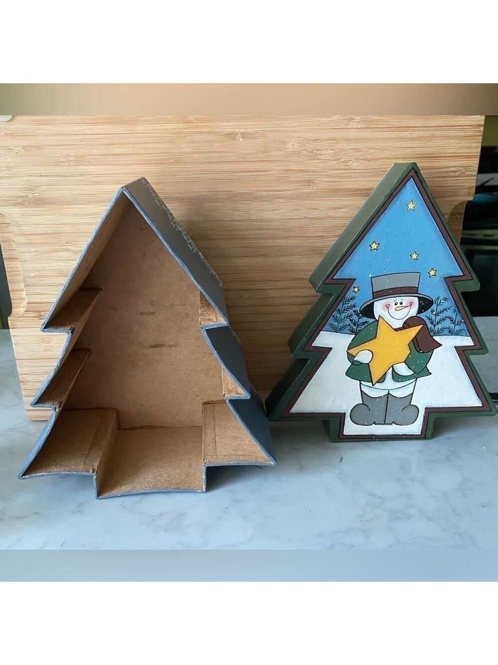 Painted Wooden Christmas Tree Box